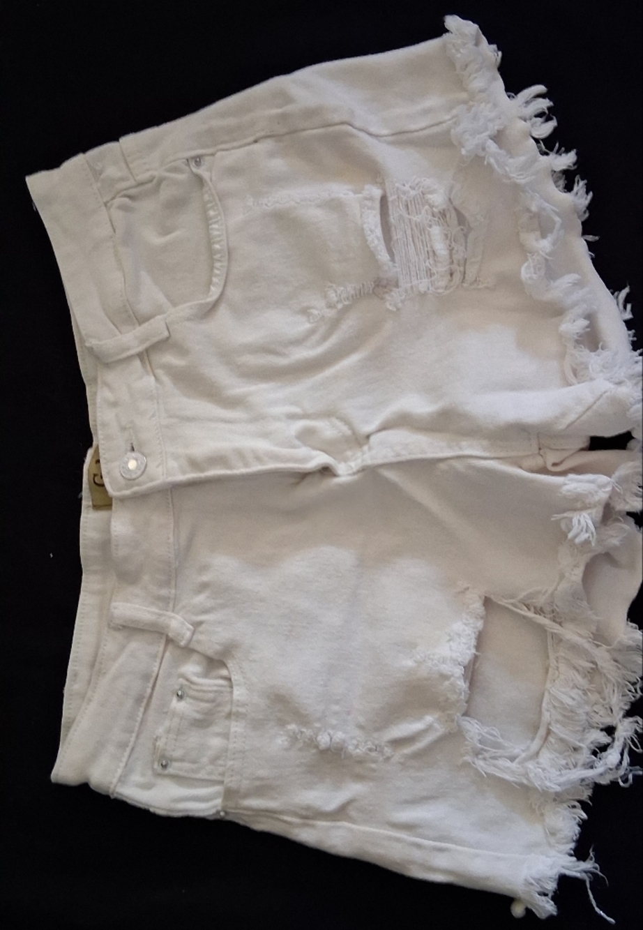 High-Rise White Distressed Denim Cutoff Shorts